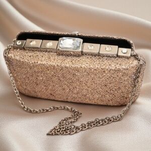 ✨ Kate Landry Sparkling Gold Hard Case Clutch Evening Bag ✨